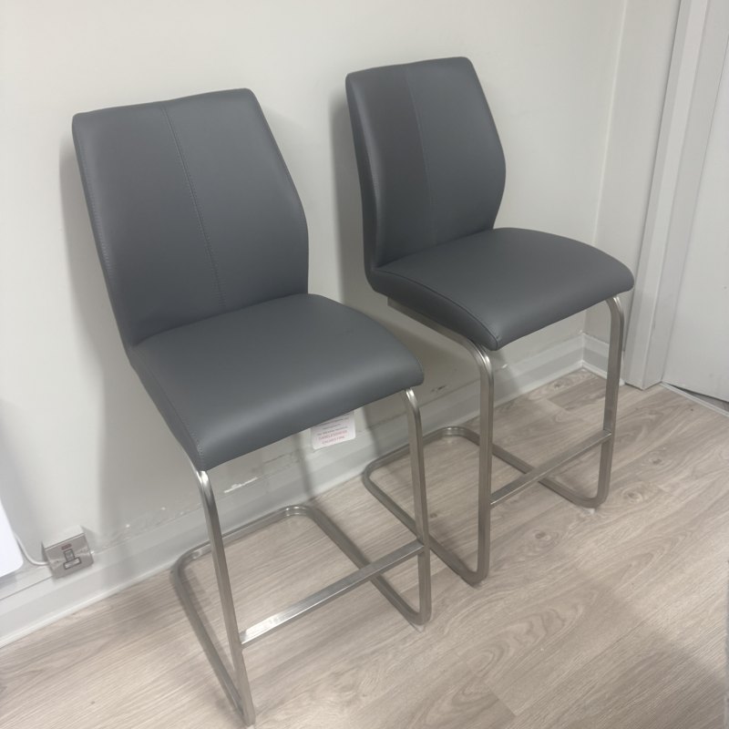 Set of 2 Metro Grey Barstools Set of 2 Metro Grey Barstools