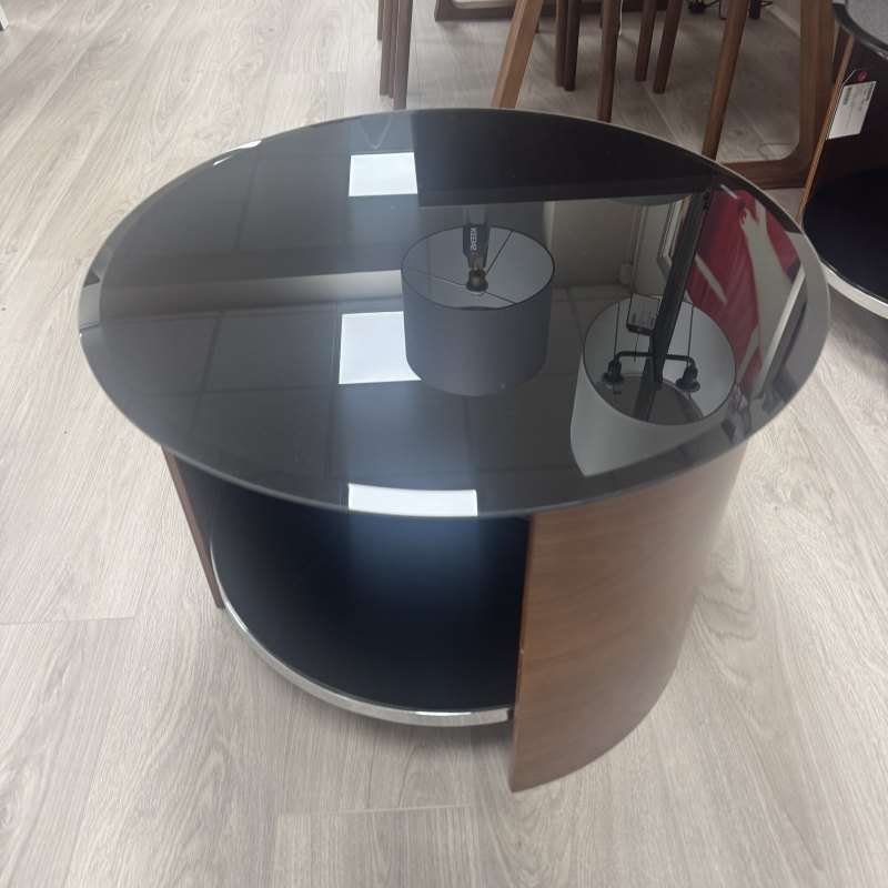 Jual Black Glass and Walnut Lamp Table Jual Black Glass and Walnut Lamp Table