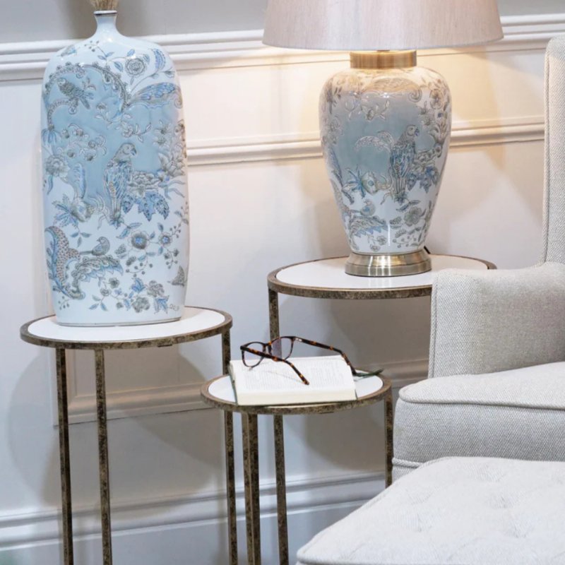 Marble Top/Hammered Metal - Nest of 3 Tables Marble Top/Hammered Metal - Nest of 3 Tables