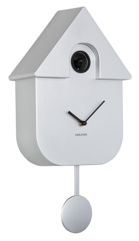 Wall Clock Modern Cuckoo - Metallic Silver Wall Clock Modern Cuckoo - Metallic Silver