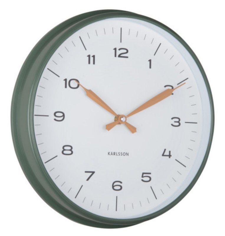 Wall Clock Modern Factory - Jungle Green with Ochre Yellow Wall Clock Modern Factory - Jungle Green with Ochre Yellow