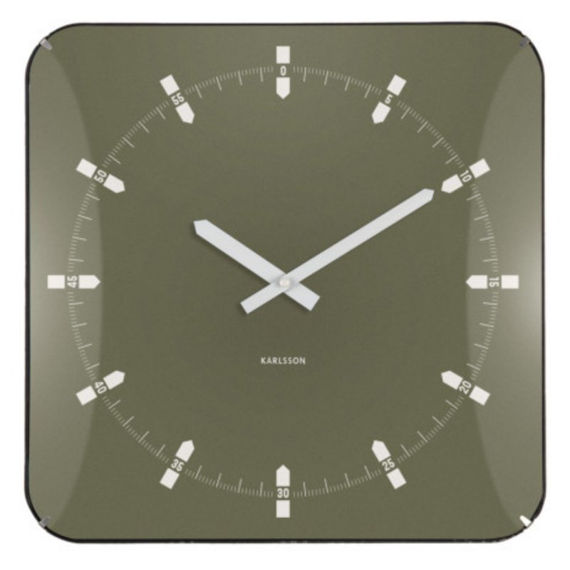 Wall Clock Sucinto Dome Square - Luxury Green Wall Clock Sucinto Dome Square - Luxury Green