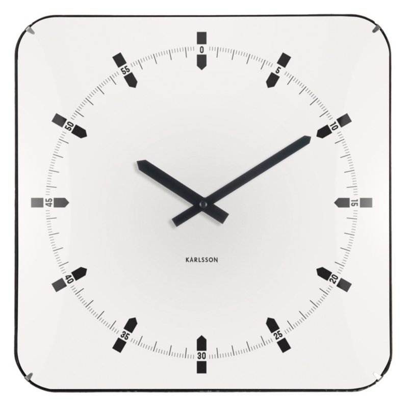 Wall Clock Sucinto Dome Square - White Wall Clock Sucinto Dome Square - White