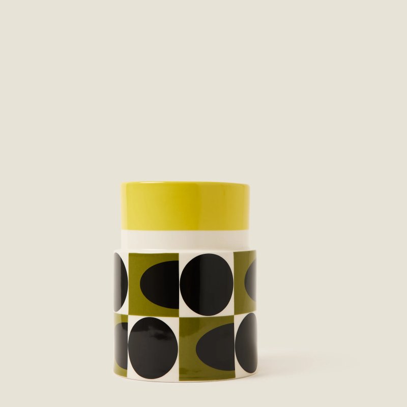 Orla Kiely - Spot Square Oval Utensil Pot Yellow Orla Kiely - Spot Square Oval Utensil Pot Yellow