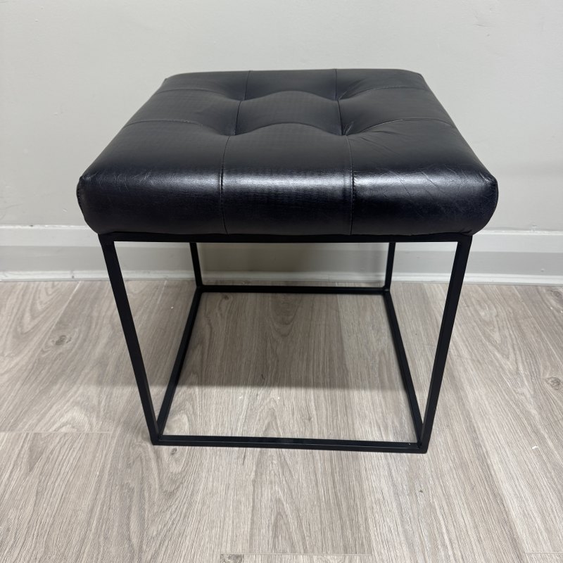 Black Faux Leather -Square Stool Black Faux Leather -Square Stool
