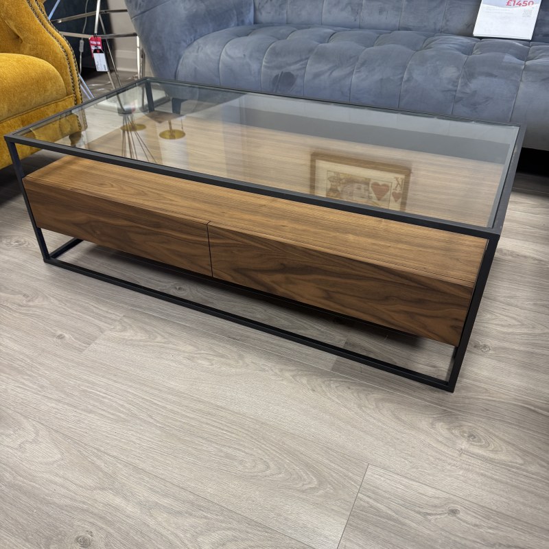 Charisma - Walnut Veneer Coffee Table - Glass Top Charisma - Walnut Veneer Coffee Table - Glass Top