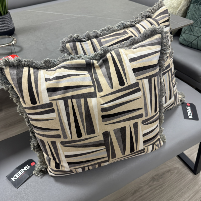 Set of 2 Shoreditch Grey Cushions with Fringe Set of 2 Shoreditch Grey Cushions with Fringe