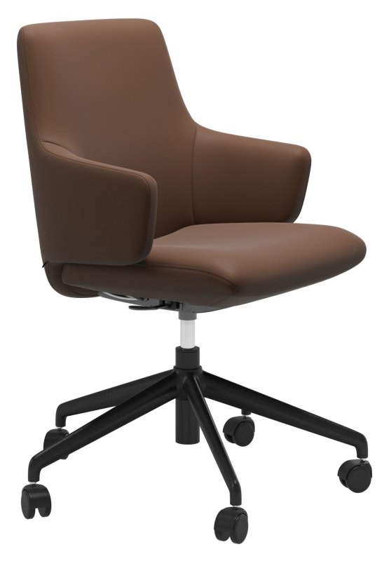 Quickship Stressless - Laurel Office Chair - Warm Brown Batick Leather Quickship Stressless - Laurel Office Chair - Warm Brown Batick Leather