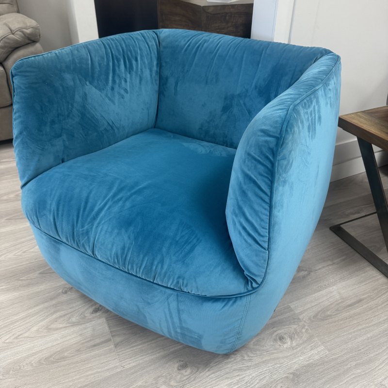 Natuzzi Editions - Wally Swivel Armchair in Blue Fabric Natuzzi Editions - Wally Swivel Armchair in Blue Fabric
