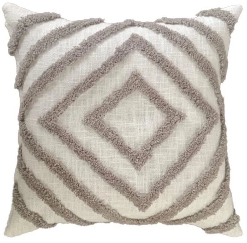 Mesa Taupe Cushion - Cotton Tufted Diamond Design Mesa Taupe Cushion - Cotton Tufted Diamond Design
