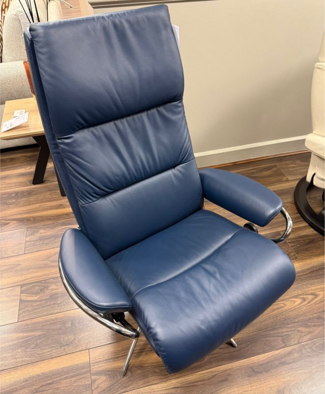 Stressless - Tokyo Medium Highback Chair & Stool - Dark Blue - Last one only Stressless - Tokyo Medium Highback Chair & Stool - Dark Blue - Last one only