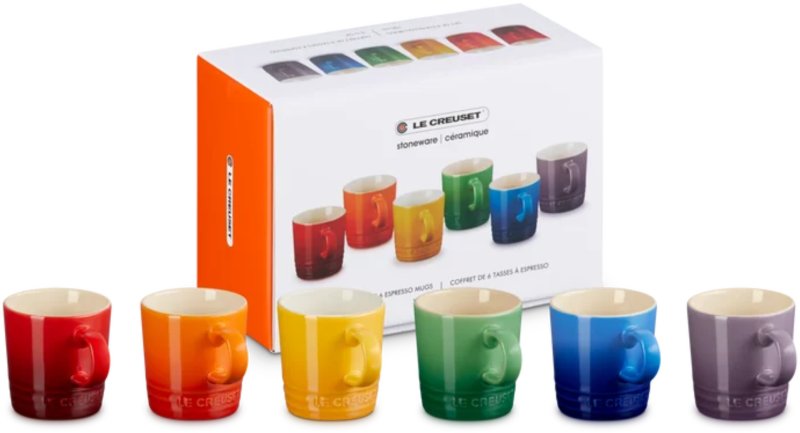 Le Creuset - Rainbow Set of 6 Cappucino Mugs Le Creuset - Rainbow Set of 6 Cappucino Mugs
