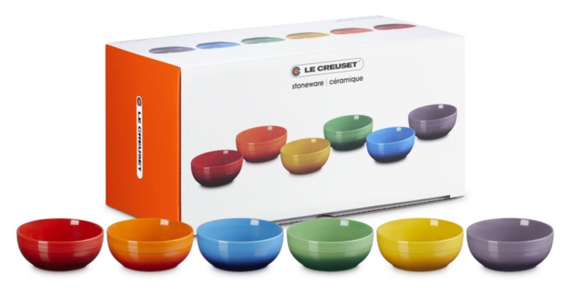 Le Creuset - Rainbow Set of 6 Coupe Cereal Bowls Le Creuset - Rainbow Set of 6 Coupe Cereal Bowls