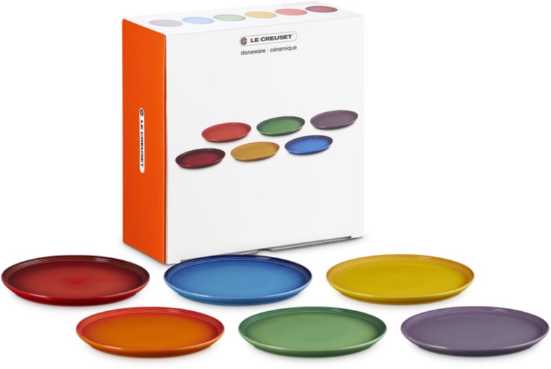 Le Creuset - Rainbow Set of 6 Coupe Dinner Plates Le Creuset - Rainbow Set of 6 Coupe Dinner Plates