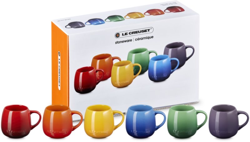 Le Creuset - Rainbow Set of 6 Coupe Mugs Le Creuset - Rainbow Set of 6 Coupe Mugs