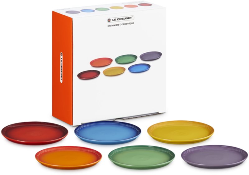 Le Creuset - Rainbow Set of 6 Coupe Side Plates Le Creuset - Rainbow Set of 6 Coupe Side Plates