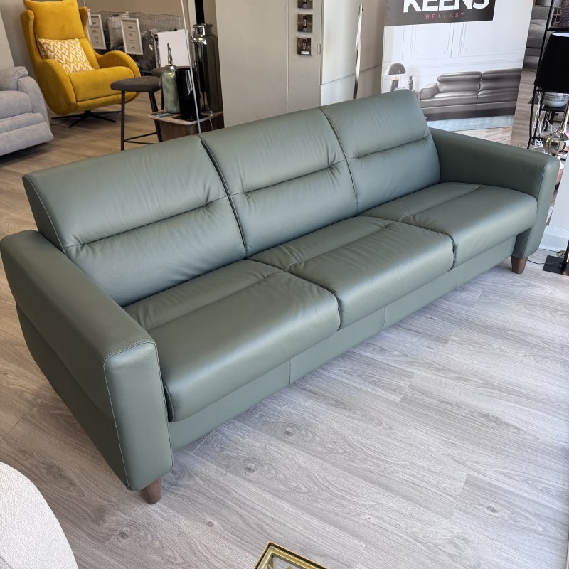 Stressless - Fiona - Leather 3 Seater in Thyme Green Stressless - Fiona - Leather 3 Seater in Thyme Green