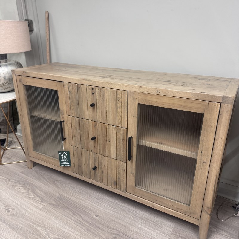 Fairmont Wood & Ribbed Glass Sideboard Fairmont Wood & Ribbed Glass Sideboard