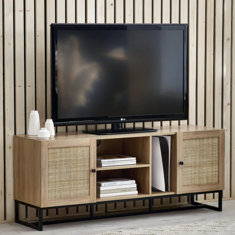 TV Unit - Oak and Rattan TV Unit - Oak and Rattan