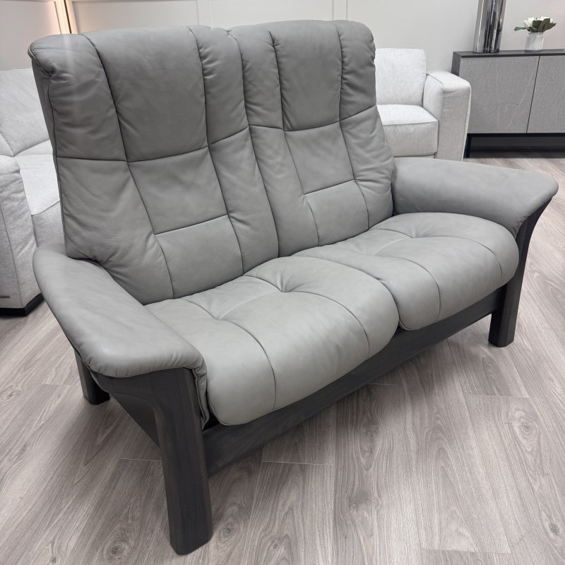 Stressless - Buckingham 2 Seater - Grey Leather & Grey Wood Stressless - Buckingham 2 Seater - Grey Leather & Grey Wood