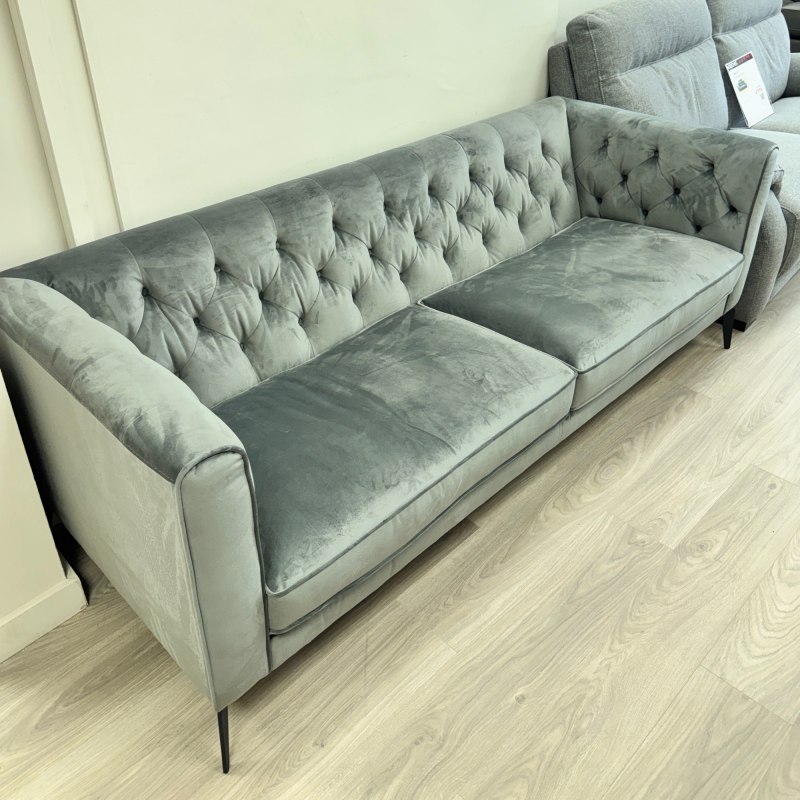 Sunset - Grey Velvet Fabric - 3 Seater Sofa Sunset - Grey Velvet Fabric - 3 Seater Sofa