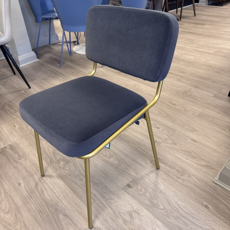 Set of 6 - Calligaris Sixty Chairs - Grey with Gold frame Set of 6 - Calligaris Sixty Chairs - Grey with Gold frame