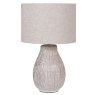 Bulbous Textured Cream Table Lamp with Linen Shade Bulbous Textured Cream Table Lamp with Linen Shade