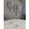 Set of 2 Silver Ribbed Candle Holders Set of 2 Silver Ribbed Candle Holders