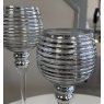Set of 2 Silver Ribbed Candle Holders Set of 2 Silver Ribbed Candle Holders