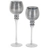 Set of 2 Silver Ribbed Candle Holders Set of 2 Silver Ribbed Candle Holders