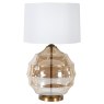 Ribbed Round Glass Lamp with Linen Shade Ribbed Round Glass Lamp with Linen Shade