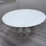 Akante - Luna Extending Table - Brushed Steel with White Acid Etched Top Akante - Luna Extending Table - Brushed Steel with White Acid Etched Top