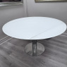 Akante - Luna Extending Table - Brushed Steel with White Acid Etched Top Akante - Luna Extending Table - Brushed Steel with White Acid Etched Top