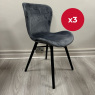 Set of 3 - Batilda Dining Chairs in Grey Velvet Set of 3 - Batilda Dining Chairs in Grey Velvet