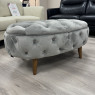 Alexander & James - Jean Oval Footstool - Plush Slate Velvet Alexander & James - Jean Oval Footstool - Plush Slate Velvet