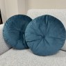 Alexander & James - Set of 2 Round Cushions - Teal Velvet Fabric Alexander & James - Set of 2 Round Cushions - Teal Velvet Fabric