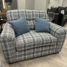 Alstons Cuba - Cuddler Sofa with Blue Plaid Fabric Alstons Cuba - Cuddler Sofa with Blue Plaid Fabric