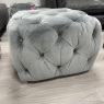 A&J Square Buttoned Footstool - Grey Velvet A&J Square Buttoned Footstool - Grey Velvet