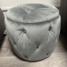 A&J Round Footstool Buttoned Detail - Grey Velvet A&J Round Footstool Buttoned Detail - Grey Velvet