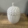 White Ceramic Acorn Lidded Jar White Ceramic Acorn Lidded Jar