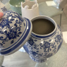 Small Blue and White Lidded Tempe Jar Small Blue and White Lidded Tempe Jar