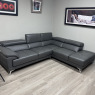 Solar RHF Corner Sofa In Stone Grey Leather Solar RHF Corner Sofa In Stone Grey Leather
