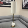 Marble & Brass Slimline Table Lamp - Damaged Shade Marble & Brass Slimline Table Lamp - Damaged Shade