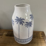 Blue Palm Tree Ceramic Vase Blue Palm Tree Ceramic Vase