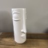 White Face Vase with Hair White Face Vase with Hair