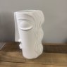 White Face Vase with Hair White Face Vase with Hair