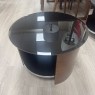 Jual Black Glass and Walnut Lamp Table Jual Black Glass and Walnut Lamp Table
