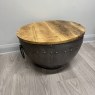 Metal & Wood - Storage Round Table Metal & Wood - Storage Round Table