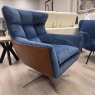 Calia Italia - Jacob - Swivel Chair - Blue Fabric & Leather Mix Calia Italia - Jacob - Swivel Chair - Blue Fabric & Leather Mix
