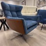 Calia Italia - Jacob - Swivel Chair - Blue Fabric & Leather Mix Calia Italia - Jacob - Swivel Chair - Blue Fabric & Leather Mix